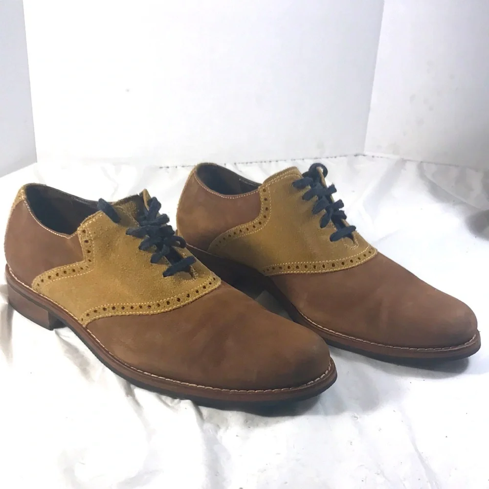 Cole Haan Men's Williams British Brown and Tan Nubuck Suede Oxford Derby Shoes